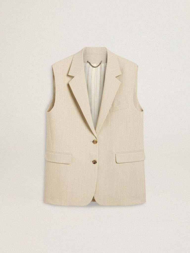 Women's Khaki Wool Blend Vest Jacket Coats & Jackets Golden Goose Women Khaki - 1