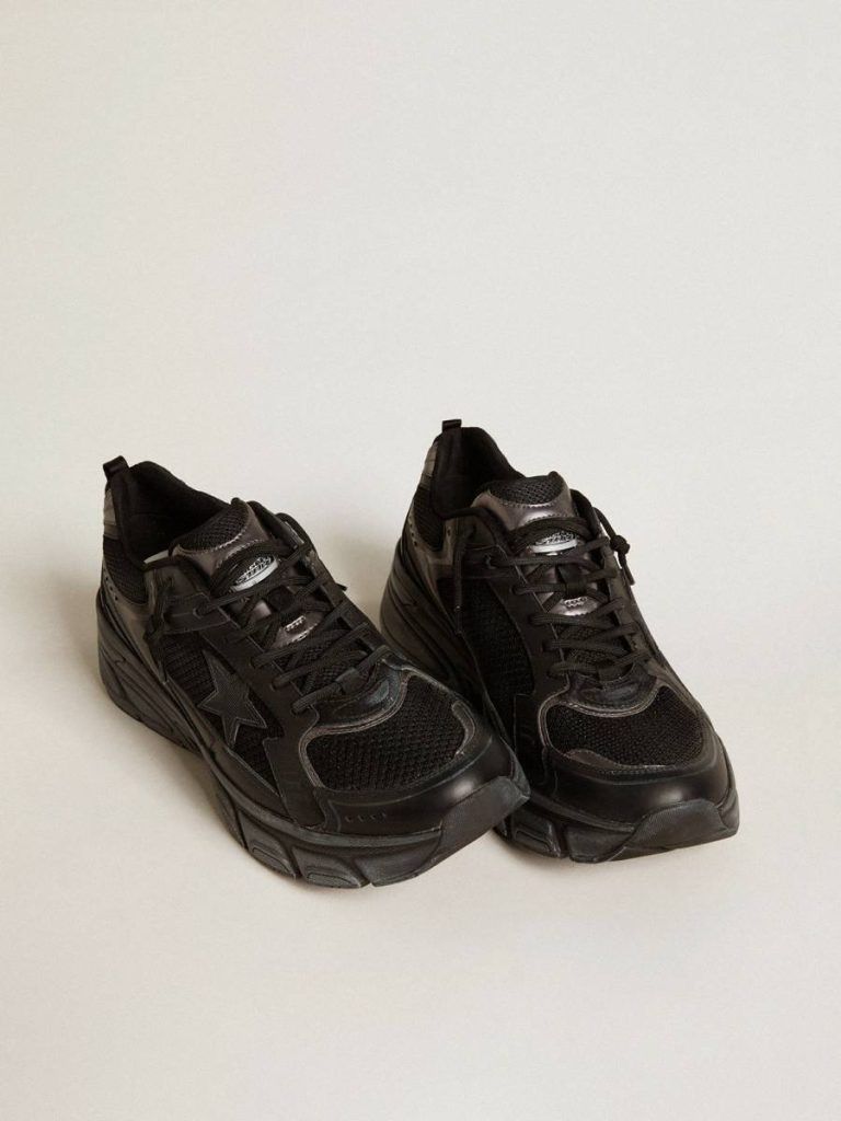 Women’s Lightstar With Black Leather And Mesh Upper And Black Star Golden Goose Lightstar Women - 2