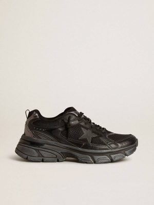 Women’s Lightstar With Black Leather And Mesh Upper And Black Star Golden Goose Lightstar Women - 1