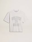 Women's Lightweight White Linen T-Shirt With Print Golden Goose T-Shirts & Tops Women White - 1