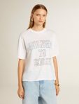 Women's Lightweight White Linen T-Shirt With Print Golden Goose T-Shirts & Tops Women White - 2