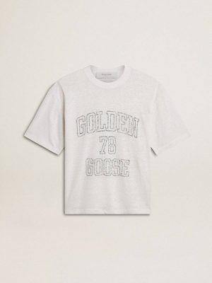 Women's Lightweight White Linen T-Shirt With Print Golden Goose T-Shirts & Tops Women White - 1
