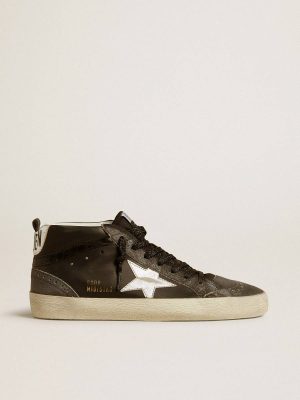 Women’s Mid Star In Black Leather With Silver Metallic Leather Star Women Mid Star Golden Goose - 1