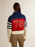 Women’s Multicolor Striped Wool Cropped Sweatshirt Women Golden Goose Knitwear Blue, Red And White - 5