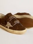 Women's Old School In Brown Suede With Beige Suede Star With Studs And Pearls Golden Goose Super-Star Women - 3