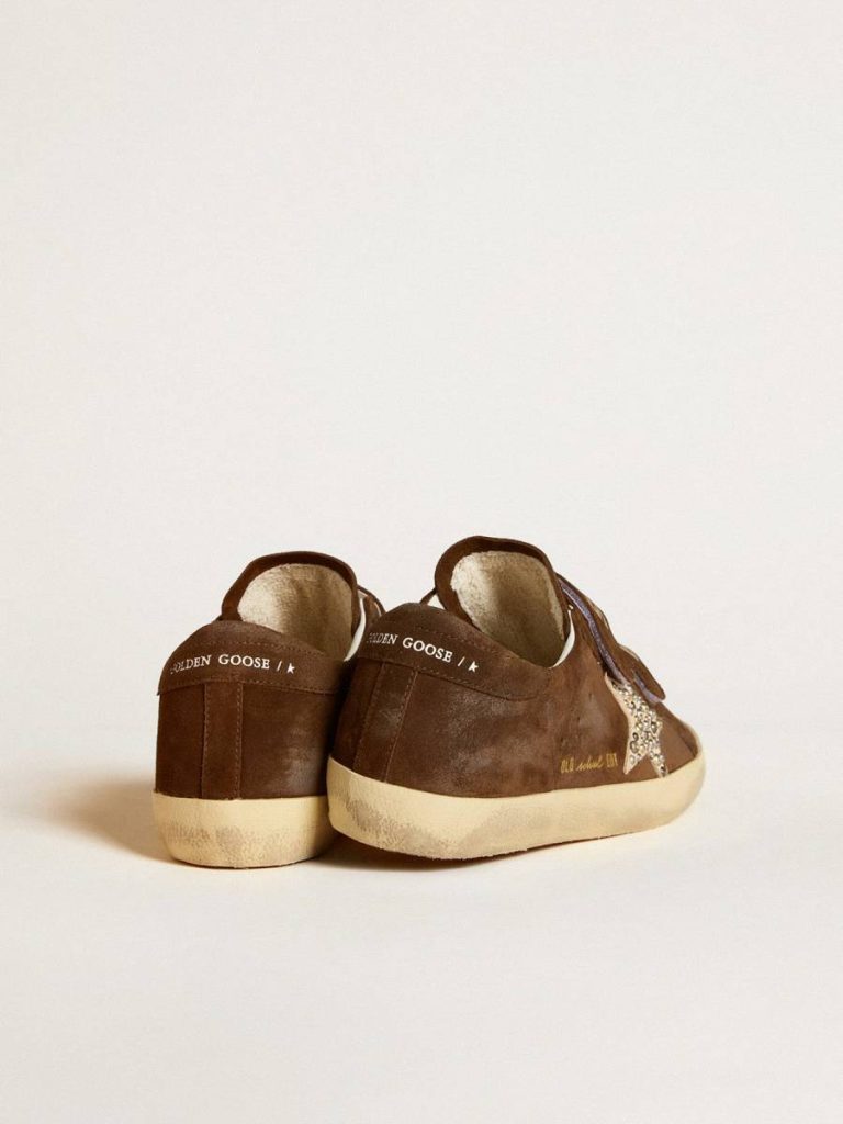 Women's Old School In Brown Suede With Beige Suede Star With Studs And Pearls Golden Goose Super-Star Women - 4