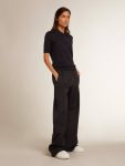 Women’s Polo Shirt In Navy-Blue Merino Wool Women Golden Goose Navy Blue T-Shirts & Tops - 3