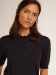 Women’s Polo Shirt In Navy-Blue Merino Wool Women Golden Goose Navy Blue T-Shirts & Tops - 5