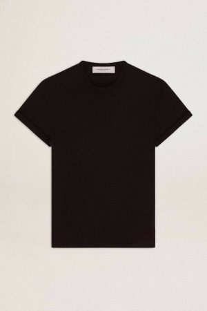 Women’s Regular-Fit Distressed T-Shirt In Black Women T-Shirts & Tops Vintage Black Golden Goose - 1
