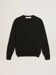 Women’s Round-Neck Sweater In Dark Blue Cotton With Logo On The Back Women Knitwear Dark Blue Golden Goose - 1