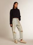 Women’s Round-Neck Sweater In Dark Blue Cotton Women Knitwear Golden Goose Dark Blue - 3