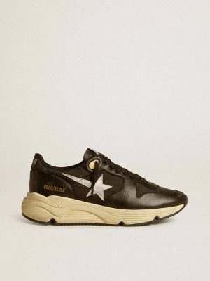 Women’s Running Sole In Black Nappa Leather And Nylon With A Silver Leather Star Golden Goose Women Running Sole - 1