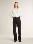 Women's Shirt With A Vertical Striped Pattern And Crystal Embroidery Golden Goose Women White Shirts - 3