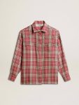 Women's Shirt With Pink, Sand And Gray Check Embroidery Pink, Sand And Gray Shirts Women Golden Goose - 1