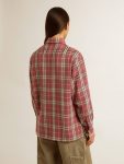 Women's Shirt With Pink, Sand And Gray Check Embroidery Pink, Sand And Gray Shirts Women Golden Goose - 5