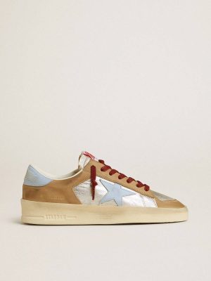 Women's Silver Stardan Ltd With Light Blue Leather Star And Nubuck Inserts Women Golden Goose Stardan - 1