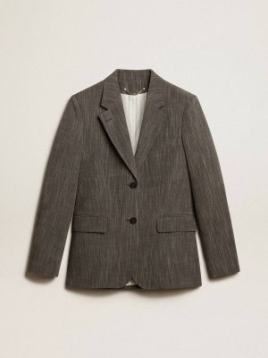 Women’s Single-Breasted Wool Blend Jacket Golden Goose White And Gray Blazers Women - 1