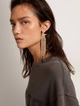 Women's Single Drop Earring In Antique Gold Color With Decorative Crystals Antique Gold Golden Goose Women Jewelry - 2