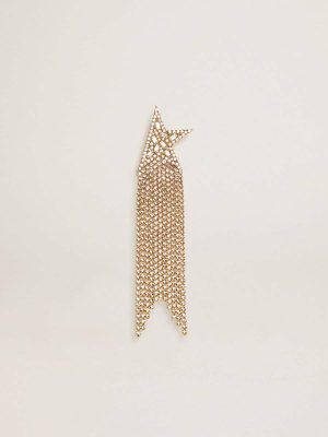 Women's Single Drop Earring In Antique Gold Color With Decorative Crystals Antique Gold Golden Goose Women Jewelry - 1