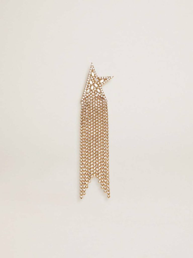 Women's Single Drop Earring In Antique Gold Color With Decorative Crystals Antique Gold Golden Goose Women Jewelry - 1