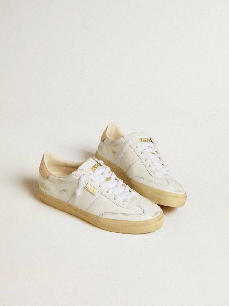 Women's Soul Star In White Leather With Pink Leather Heel Tab Ggdb Classics Women Golden Goose - 2