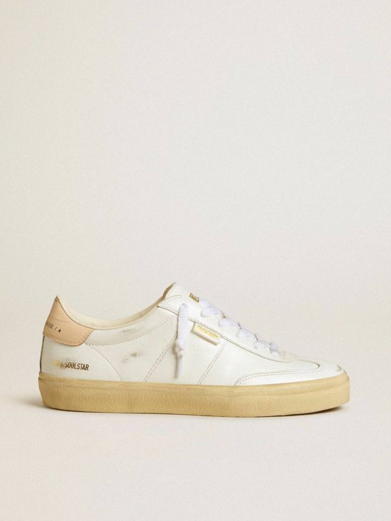 Women's Soul Star In White Leather With Pink Leather Heel Tab Ggdb Classics Women Golden Goose - 1