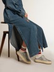 Women's Space-Star Sabot In Glitter With Ice-Gray Star And Tab Space-Star Women Golden Goose - 3
