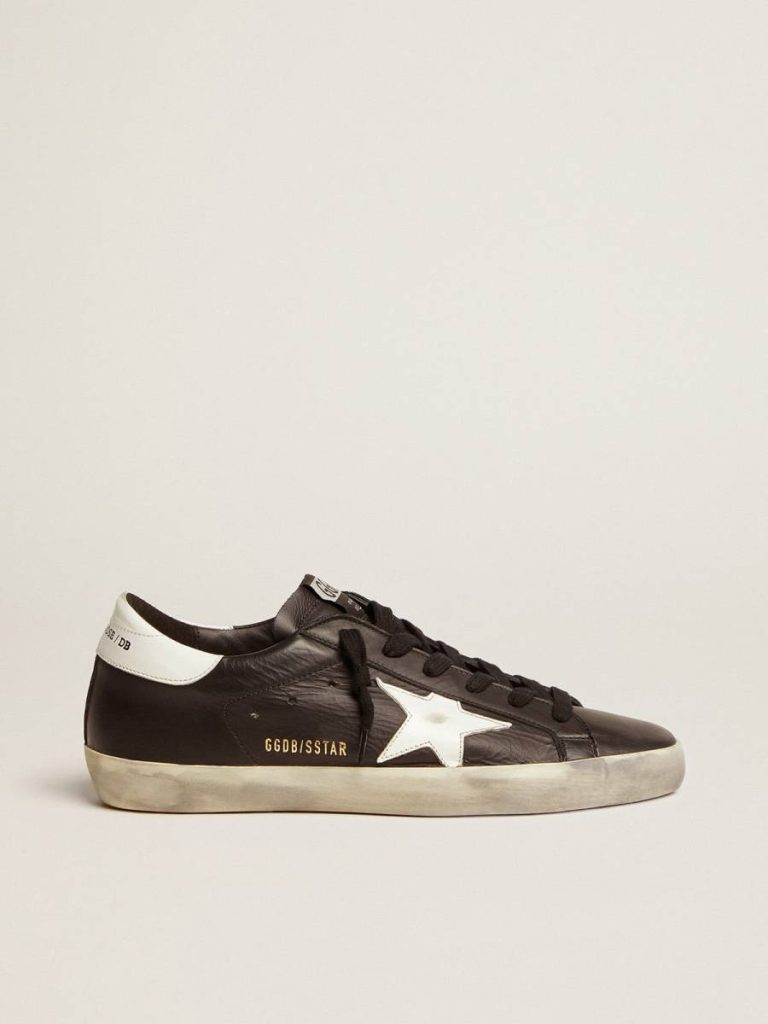 Women’s Super-Star In Black Leather With White Leather Star And Heel Tab Women Golden Goose Super-Star - 1