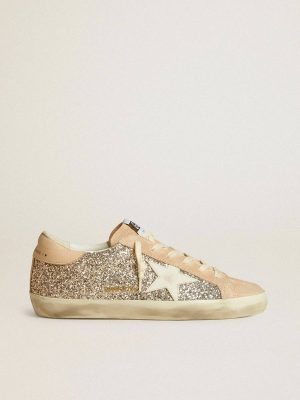 Women’s Super-Star In Silver Glitter With Leather Star And Heel Tab Golden Goose Women Super-Star - 1