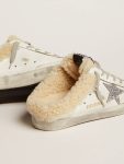 Women's Super-Star Sabot In White Leather And Shearling Lining Golden Goose White Super-Star Sabot Women - 3