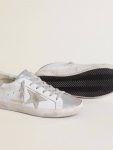 Women’s Super-Star With Gray Suede Star And Silver Glitter Inserts Women Super-Star Golden Goose - 3