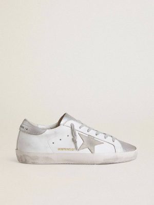 Women’s Super-Star With Gray Suede Star And Silver Glitter Inserts Women Super-Star Golden Goose - 1