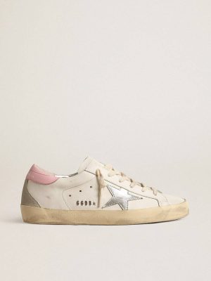 Women's Super-Star With Silver Leather Star And Pink Heel Tab Women Super-Star Golden Goose White - 1