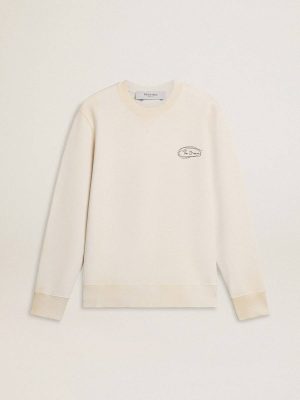 Women's Sweatshirt In Worn White With Print Golden Goose Women Sweatshirts Worn White - 1