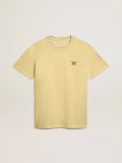 Women's T-Shirt In Cotton Jersey With Embroidery On The Neck And Heart Golden Goose Pale Yellow T-Shirts & Tops Women - 1