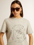 Women’s T-Shirt In Gray Melange Cotton With Seasonal Print Gray Melange Women Golden Goose T-Shirts & Tops - 4