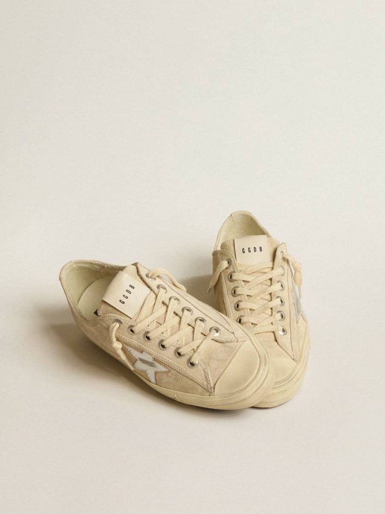 Women’s V-Star In Pearl Suede With Silver Metallic Leather Star Women V-Star Golden Goose - 2