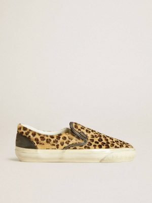 Women's Vce Penstar In Leopard-Print Pony Skin With Black Leather Heel Tab Women Ggdb Classics Golden Goose - 1