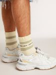 Worn-White Socks With Distressed Details And Sage-Green Stripes Golden Goose Worn White Socks Women - 2