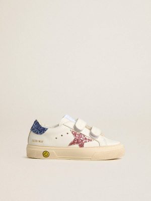 Young May School In Leather With Glitter Star And Heel Tab White Golden Goose Girls (4-10 Years) Kids - 1