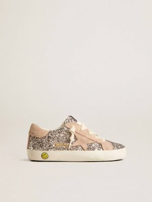 Young Super-Star In Glitter With Suede Star And Heel Tab Kids Golden Goose Girls (4-10 Years) - 1